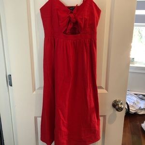 Red Spaghetti Strap Midi Dress